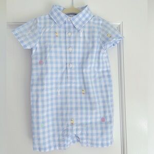 NWT Janie and Jack 3-6m, THE EMBROIDERED GINGHAM BABY ROMPER